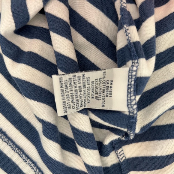 Ralph Lauren Blue & White Striped V-Neck Women's Logo Tee | Medium - Picture 5 of 9